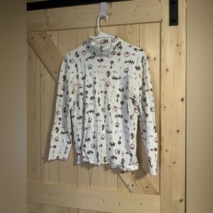 Talbots Vintage Winter Christmas‎ Flower Print Turtleneck Long Sleeve Shirt Sz L